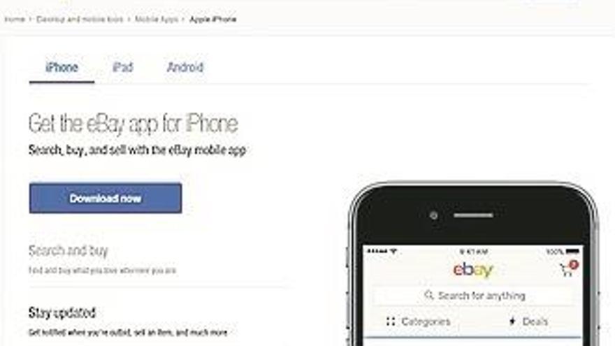 Ebay también tiene su propia aplicación para teléfonos móviles