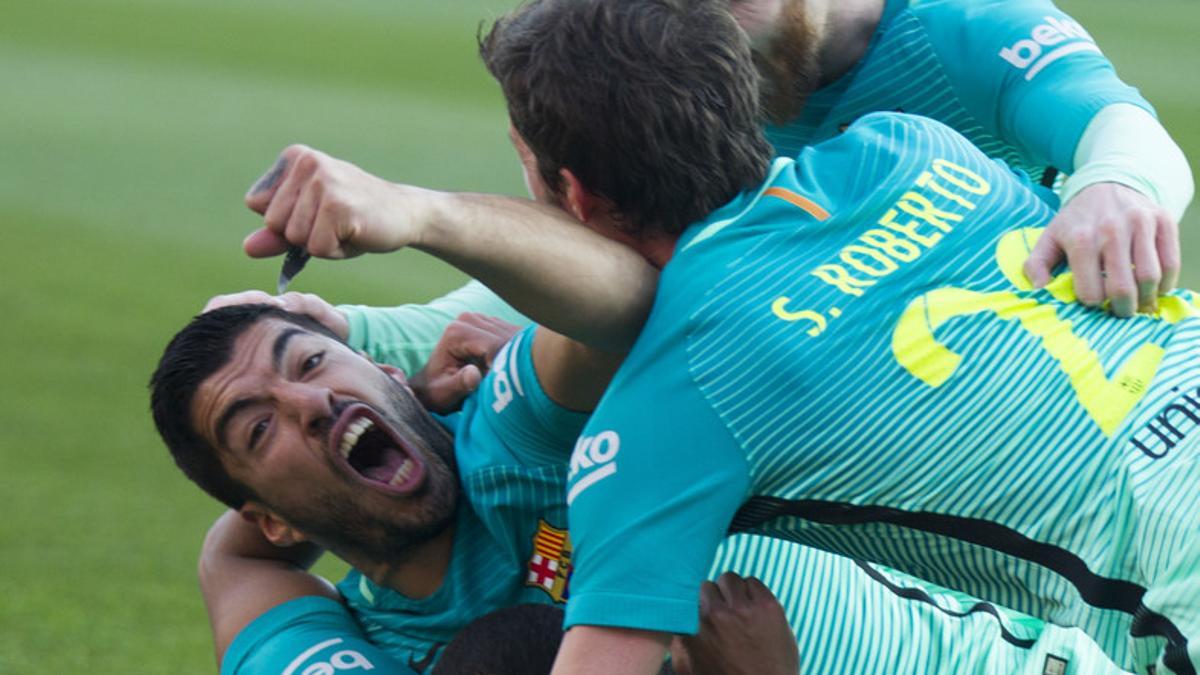 La eufórica celebración de Luis Suárez