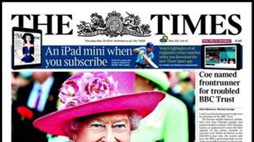 Revuelo en Inglaterra por la portada del &#039;The Times&#039;, que asocia una noticia de sobrepeso a una foto de la reina