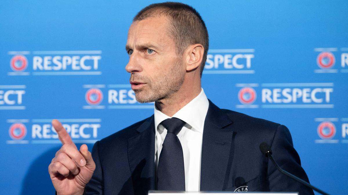 Ceferin, el presidente de la UEFA, en una conferencia de prensa.