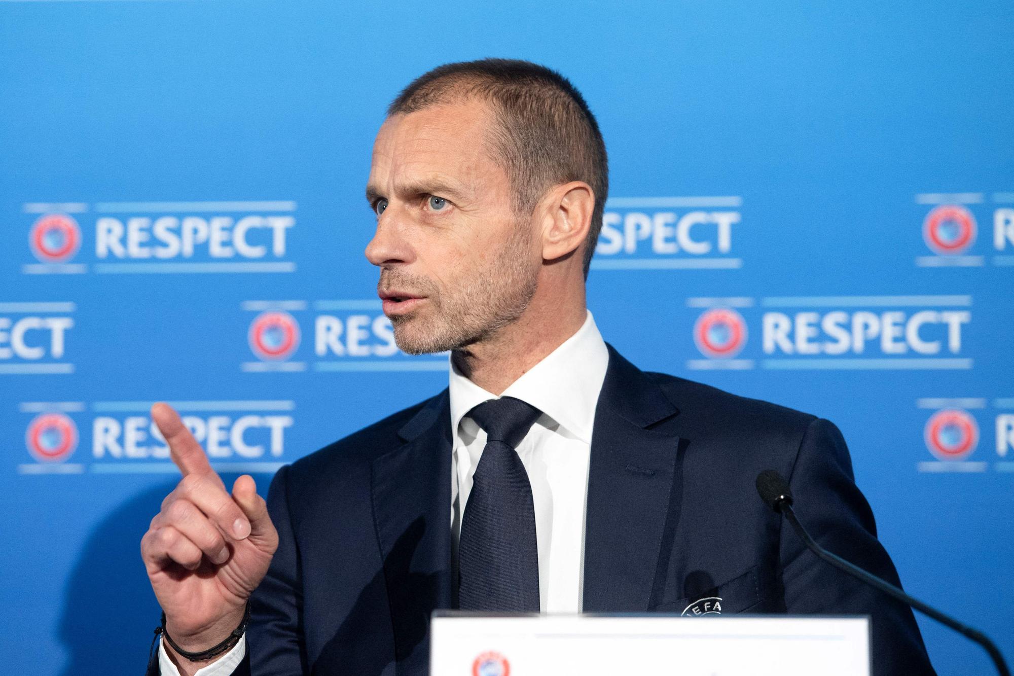 Ceferin, el presidente de la UEFA, en una conferencia de prensa.