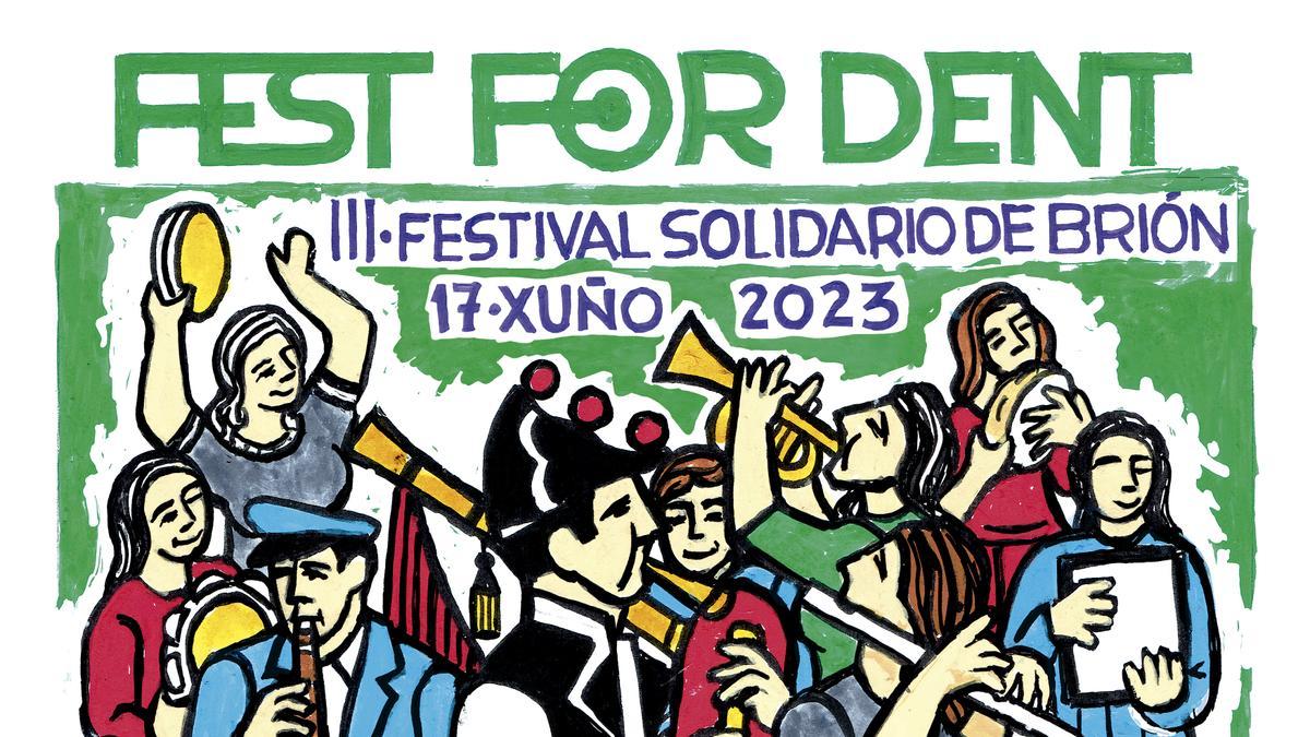 Cartel solidario do festival solidario Fest for Dent