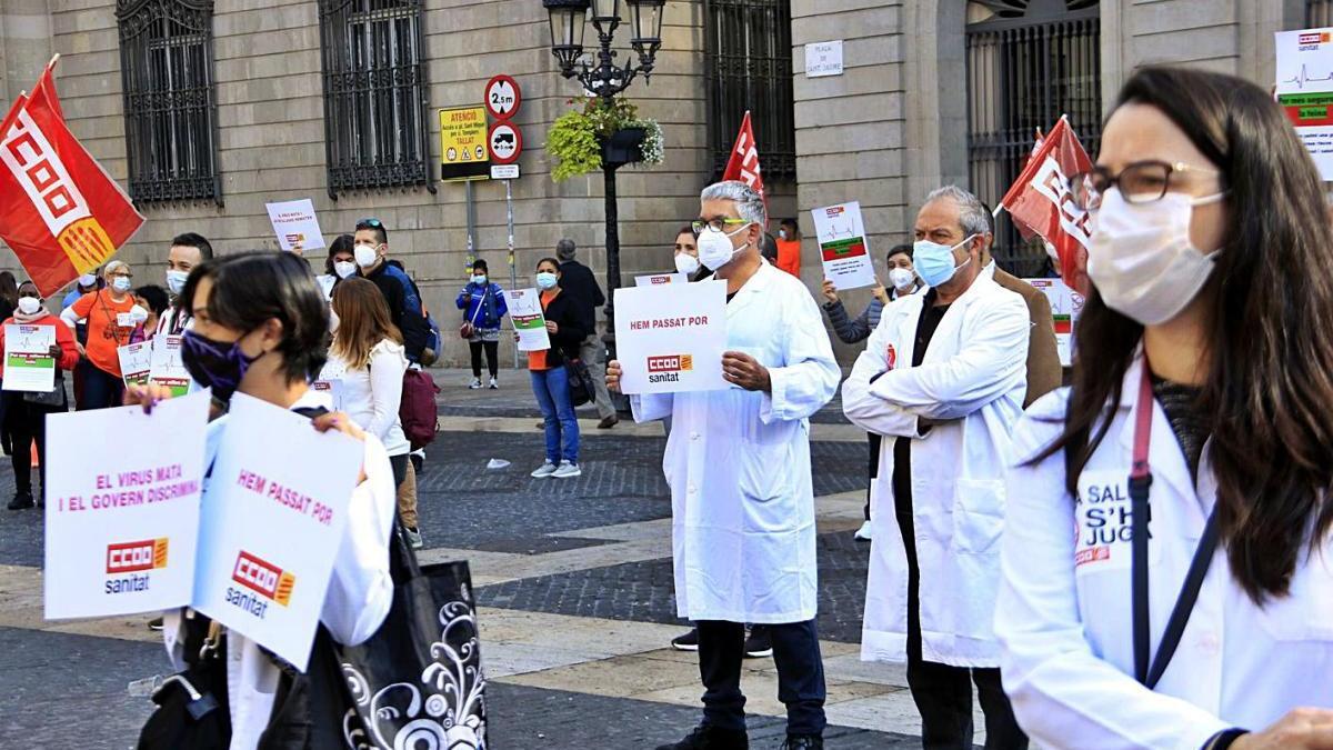 Una protesta de sanitaris a Barcelona, l?octubre passat.