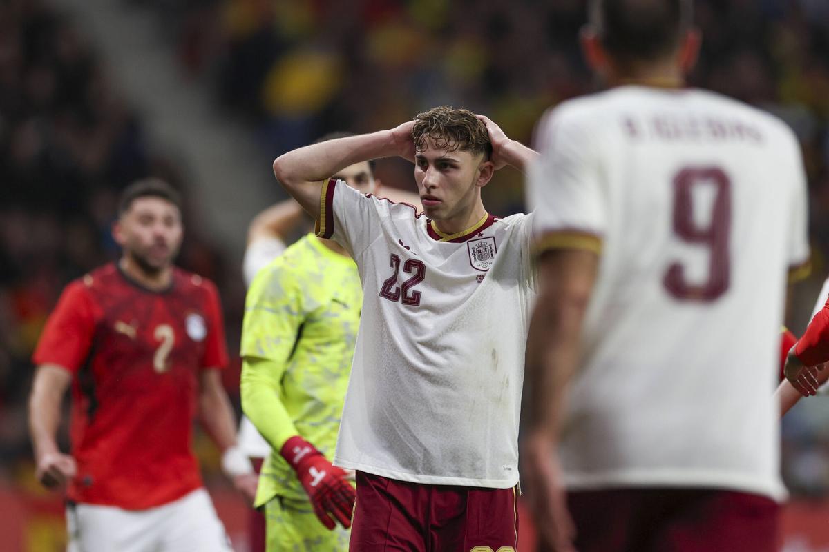 Fermín López, en el partido de la selección española ante Egipto