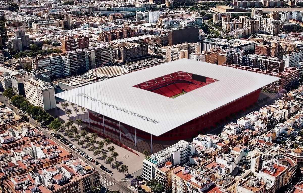 Recreación del futuro estadio del Sevilla FC, el nuevo Ramón Sánchez-Pizjuán