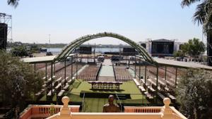 Vista de los preparativos para la ceremonia de investidura presidencial, en el Palacio de López en Asunción (Paraguay). 