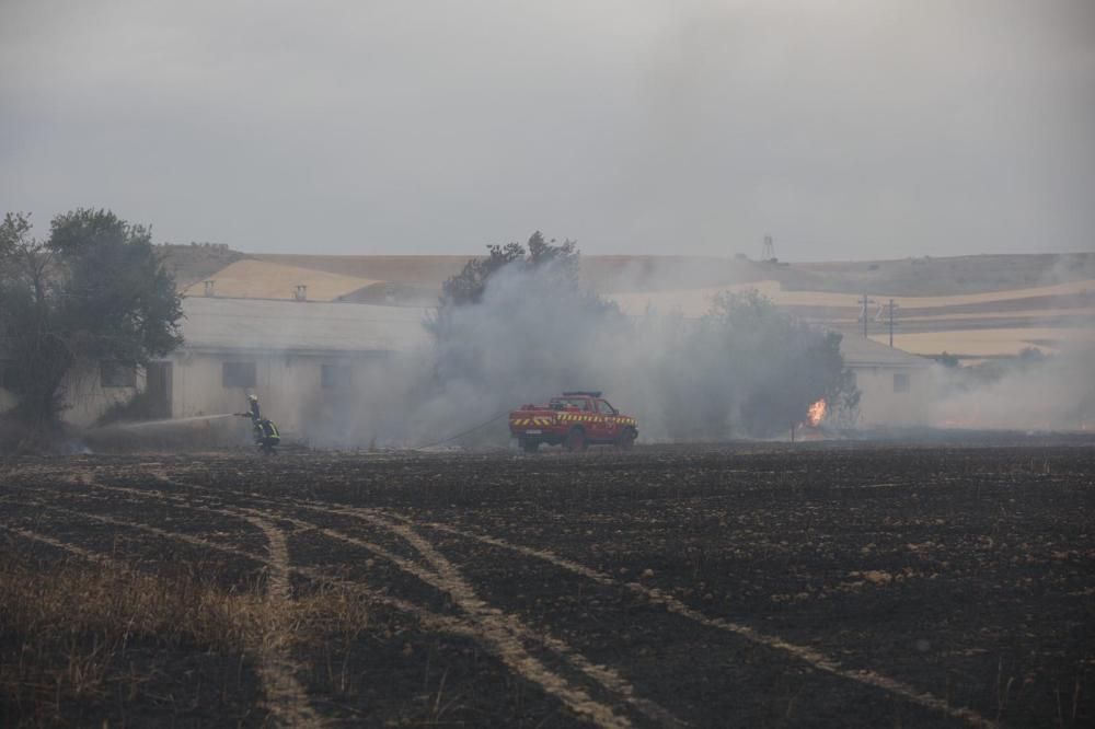 El incendio en el polígono industrial Campo de aviación de Coreses, en imágenes