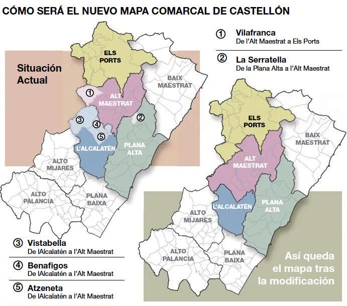 Así quedará el nuevo mapa comarcal en la provincia