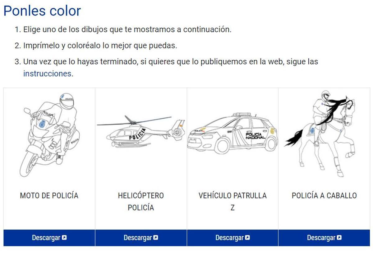 Dibujos disponibles en la web de la Policía Nacional