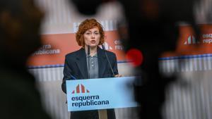 La secretaria general de ERC, Elisenda Alamany, este lunes en rueda de prensa.