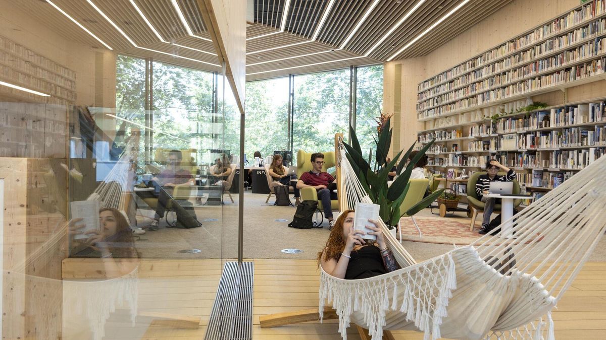 Una hamaca de lectura en la Biblioteca Gabriel García Márquez.