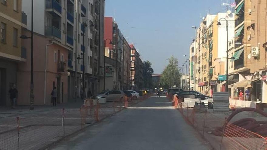 Obras en la calle Trafalgar de Quart de Poblet.