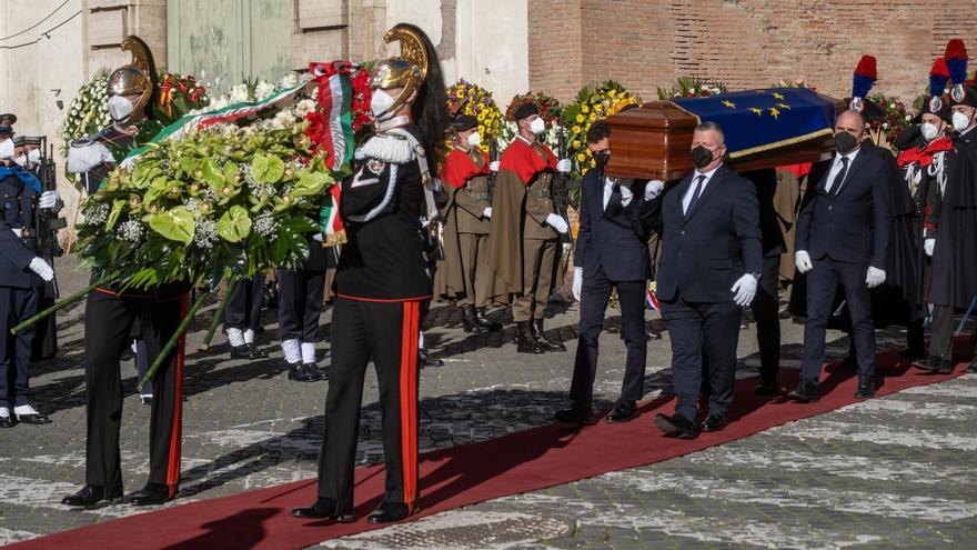 David Sassoli recibe el último adiós en Roma arropado por la bandera europea