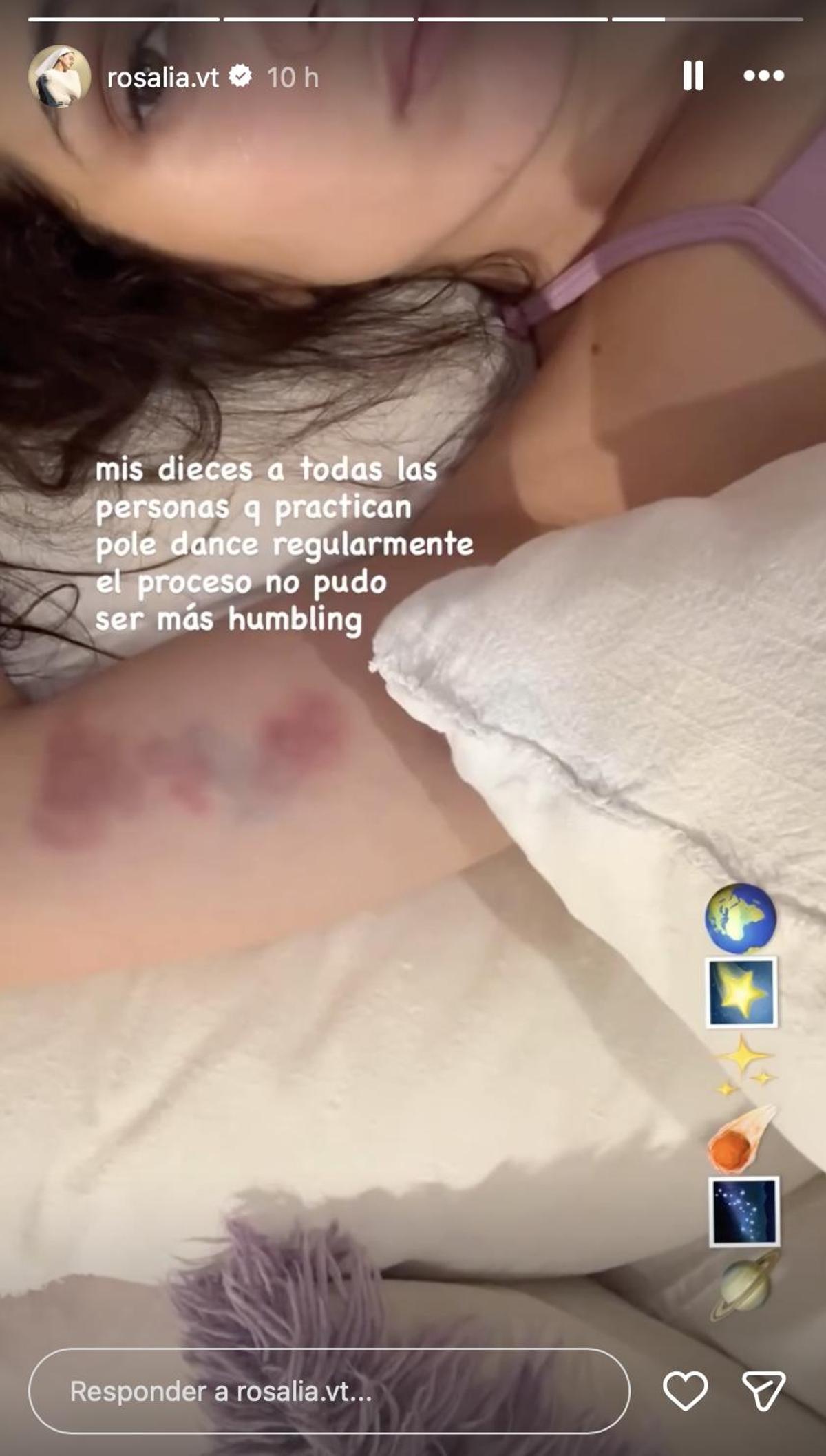 Rosalía, con un brazo galaxia, tras sus ensayos de pole dance para 'Euphoria'