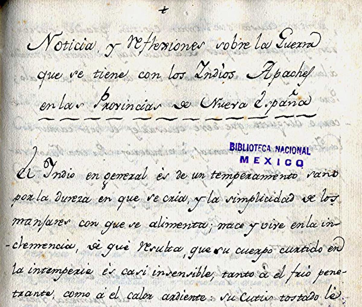 Documento sobre la guerra contra los apaches.