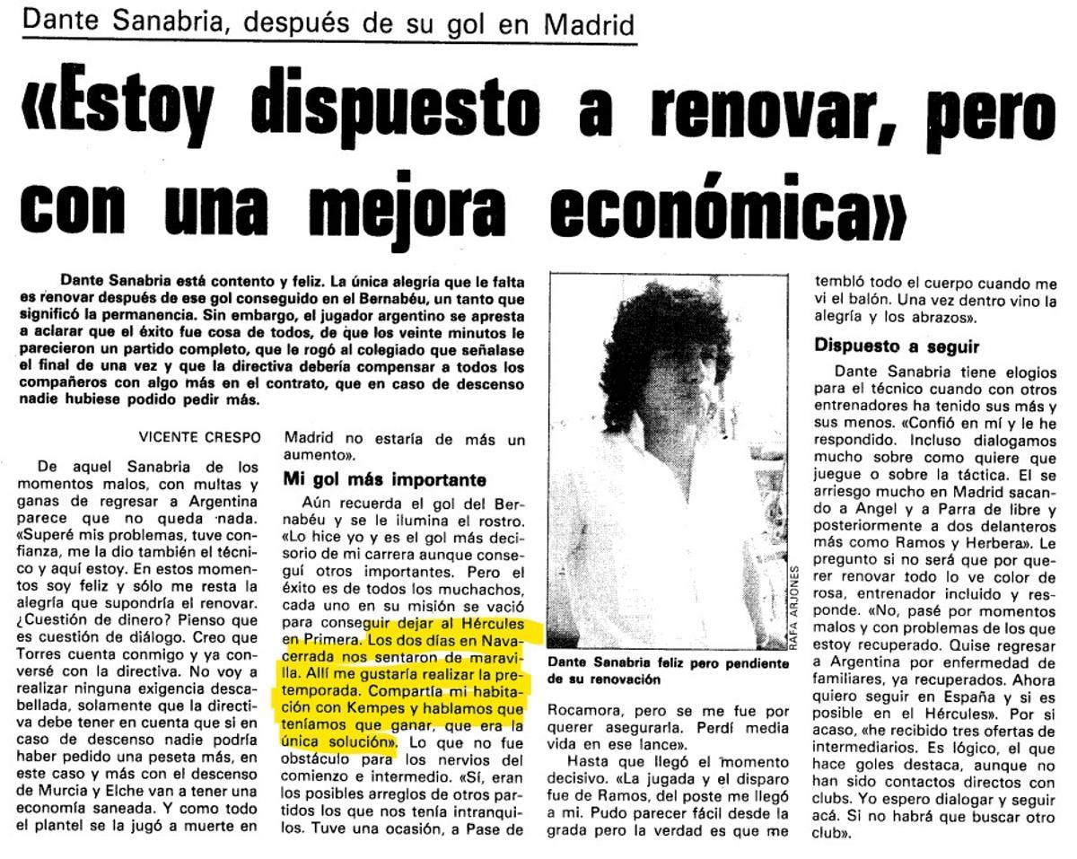 Recorte de prensa publicado por INFORMACIÓN con el detalle de la habitación compartida por ambos en la concentración previa al partido en el Bernabéu.