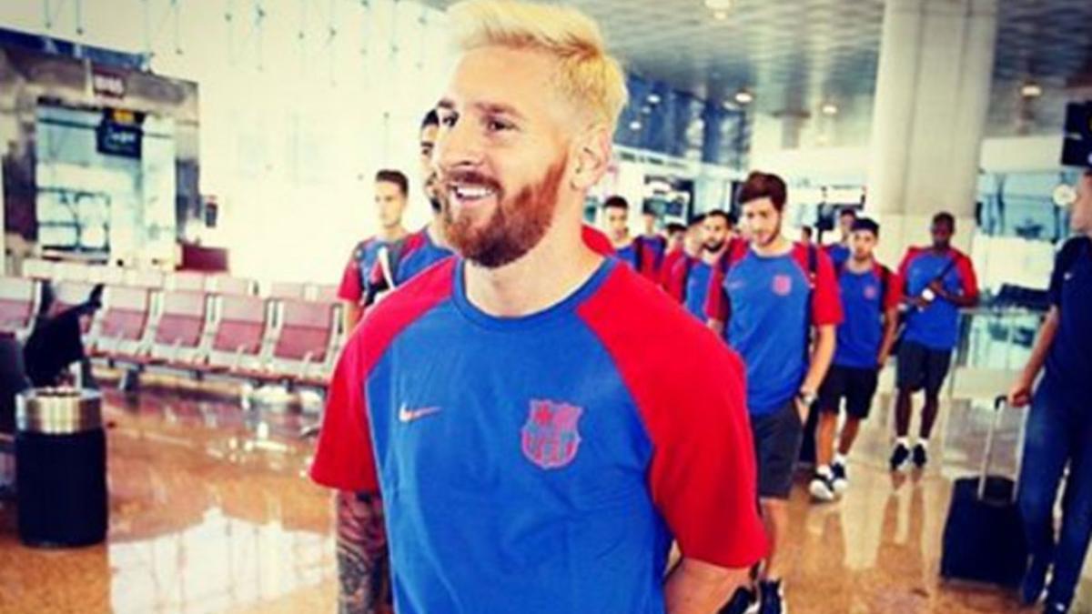 Messi, a su llegada al aeropuerto
