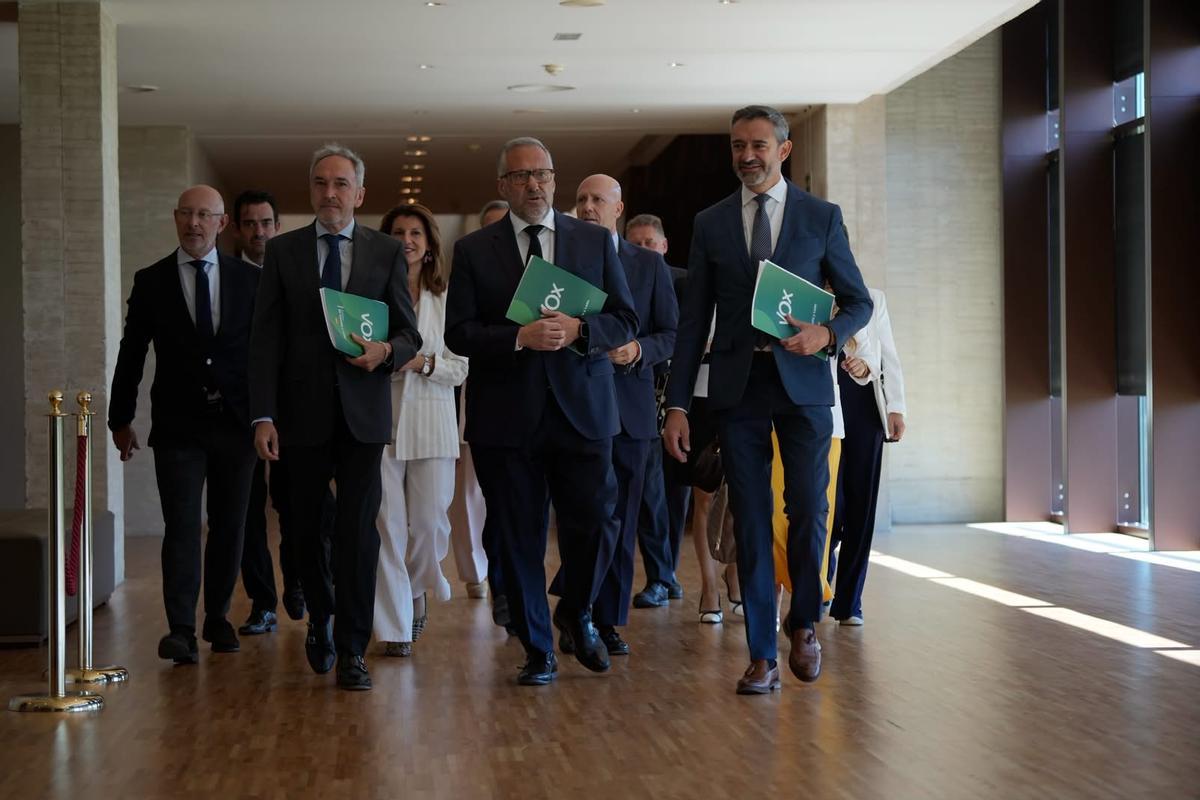 La comitiva de VOX: Carlos Pollán, David Hierro, Carlos Menédez...