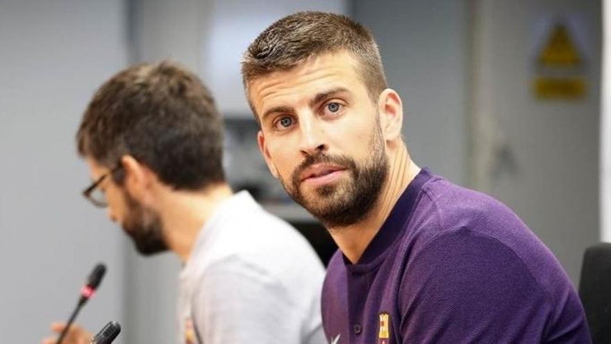 El defensa del FC Barcelona, Gerard Piqué, en rueda de prensa.