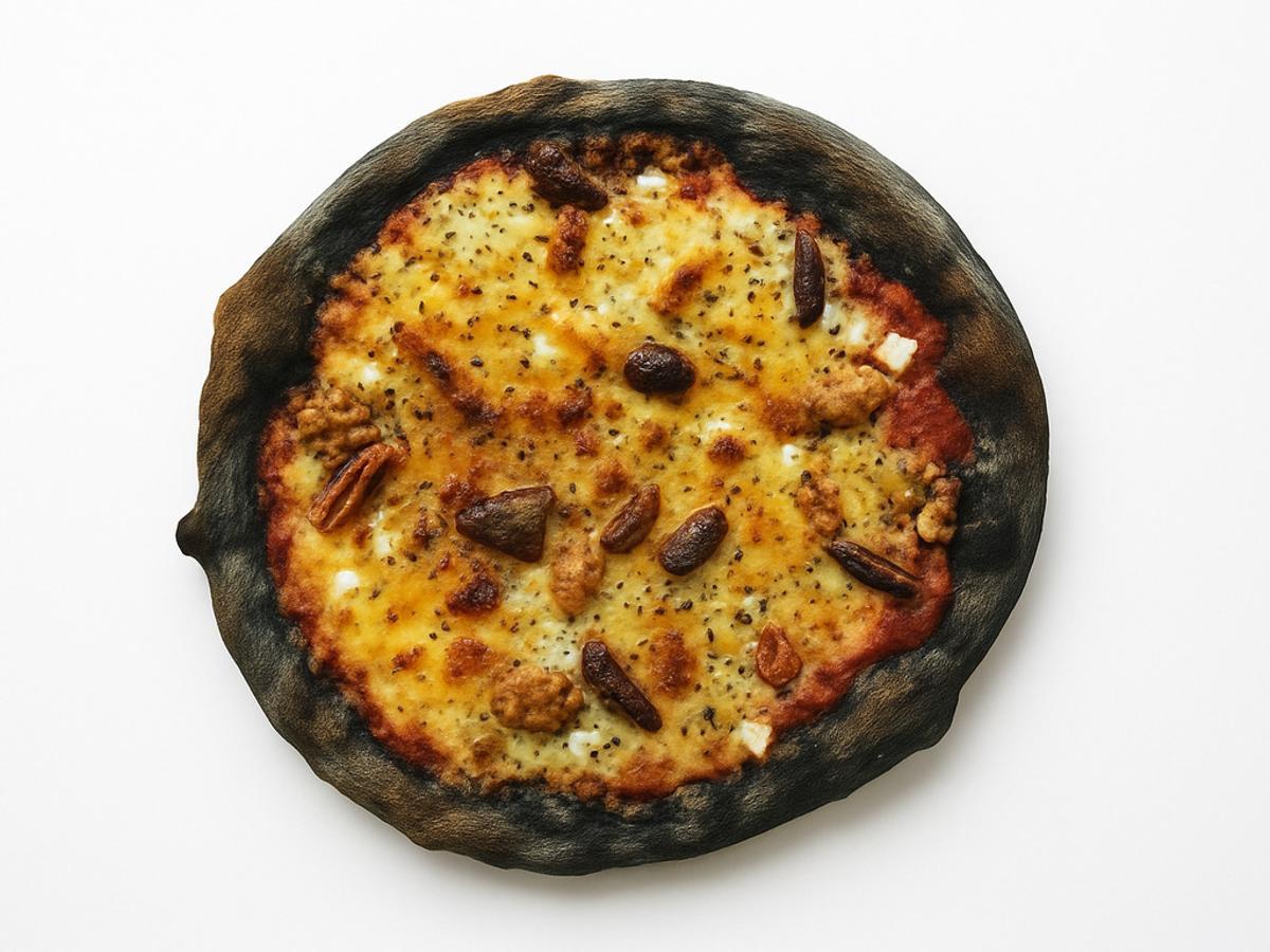 La pizza ‘Puerto Alcúdia con masa carbón’ del restaurante Il Postino