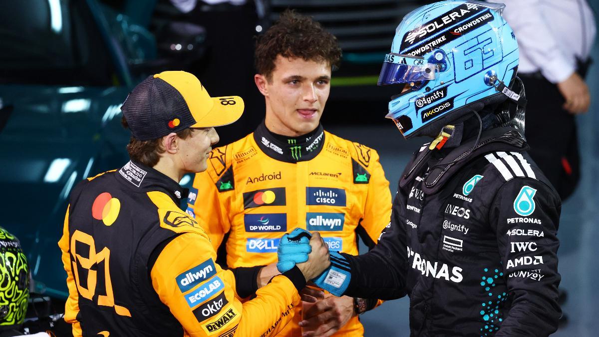 Russell felicita a Piastri por su victoria y Norris, pendiente de la sanción al de Mercedes
