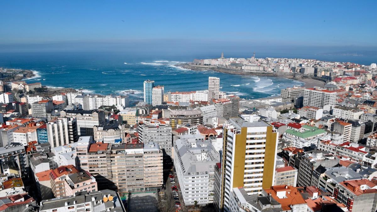 Vista aérea de la ciudad de A Coruña
