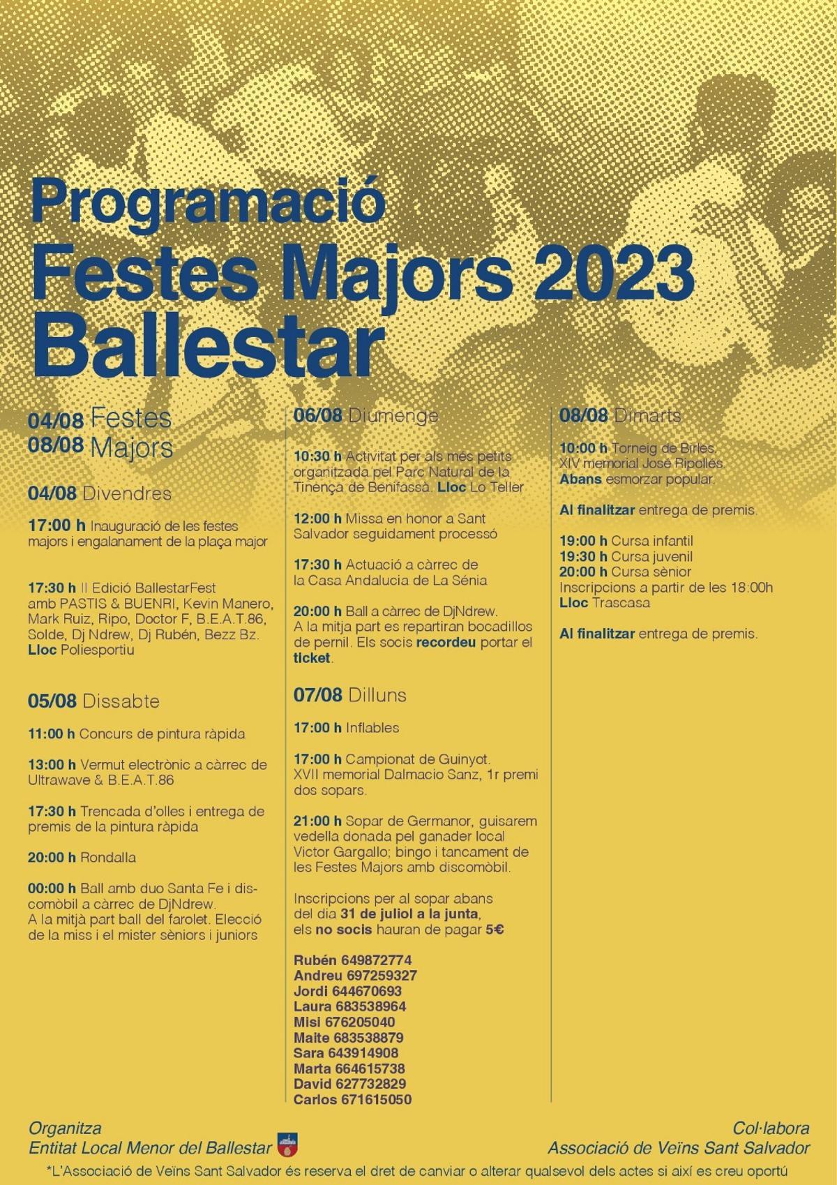 Programa de fiestas El Ballestar 2023.