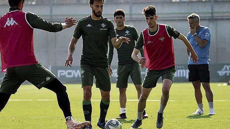 Sergio Canales conduce el balÃ³n en un entrenamiento del Betis.