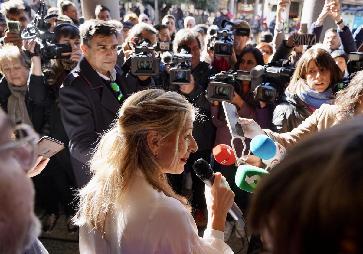 Acto de escucha de la plataforma Sumar en Valladolid con la presencia de la vicepresidenta del Gobierno y ministra de Trabajo y Economía Social, Yolanda Díaz.