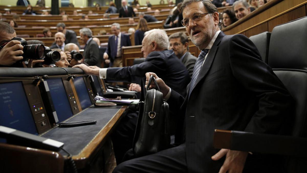 Mariano Rajoy, presidente del Gobierno, durante el pleno anticorrupcion celebrado hoy en el Congreso de los Diputados.