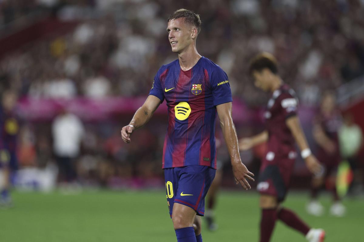 Dani Olmo en el partido de pretemporada ante el Vissel Kobe.