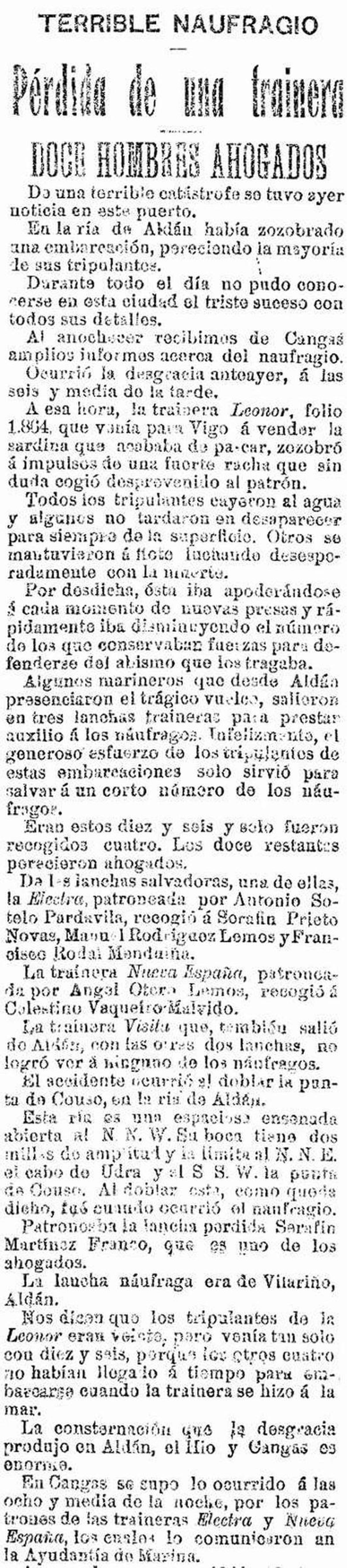 Un naufraxio que consternou ao Hío