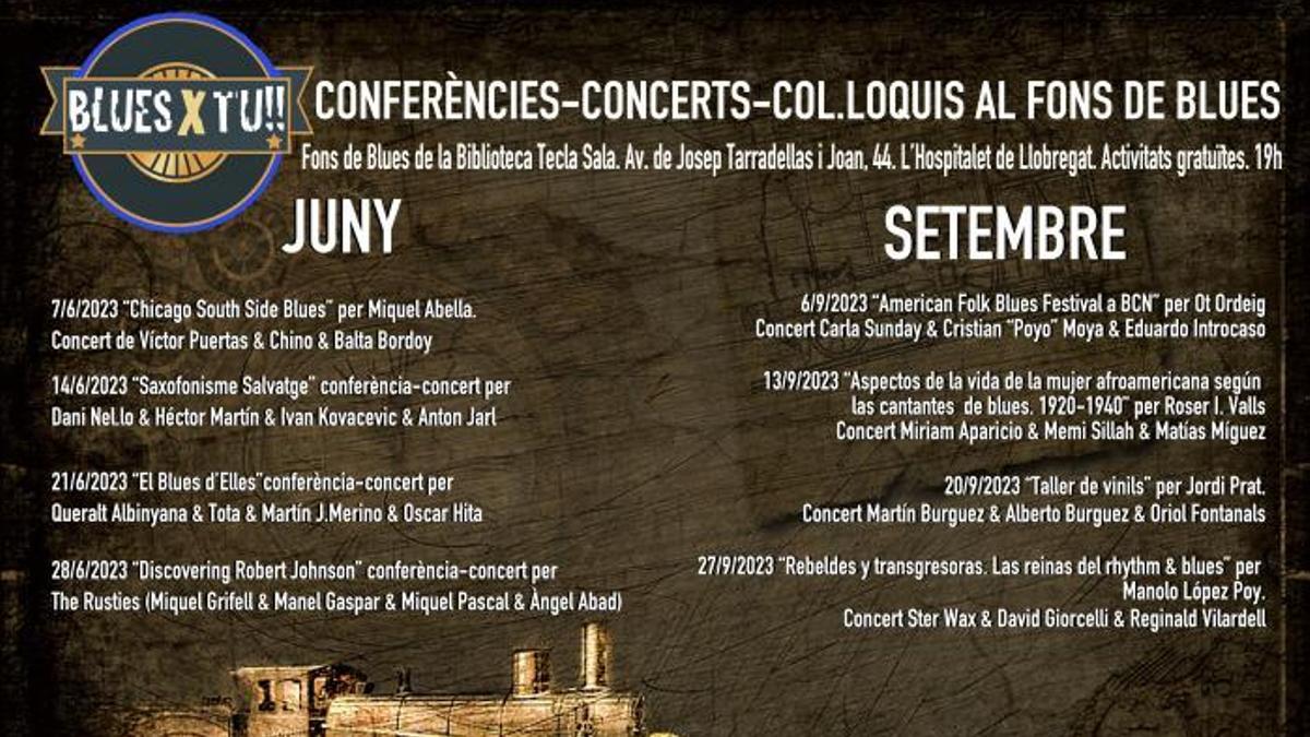 Cartel del ciclo de conferencias y conciertos 'Blues x tu!' de L'Hospitalet.