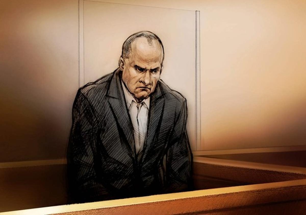 El coronel Russell Williams, en una il·lustració feta durant la seva compareixença al tribunal de Belleville (Ontario), avui. El coronel Russell Williams, en una il·lustració feta durant la seva compareixença al tribunal de Belleville (Ontario), avui.