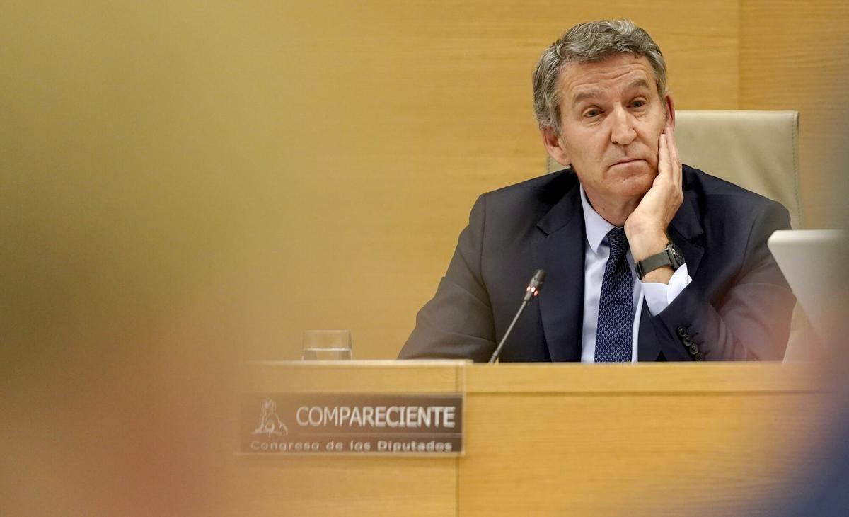Madrid. 02.02.2026. Alberto Núñez Feijóo, durante su comparecencia en la comisión de la DANA, en el Congreso de los Diputados.