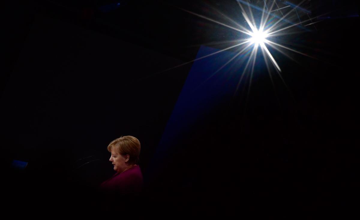 La cancillera alemana y líder del CDU, Angela Merkel, en un congreso de su partido, en febrero del 2018 en Berlín.