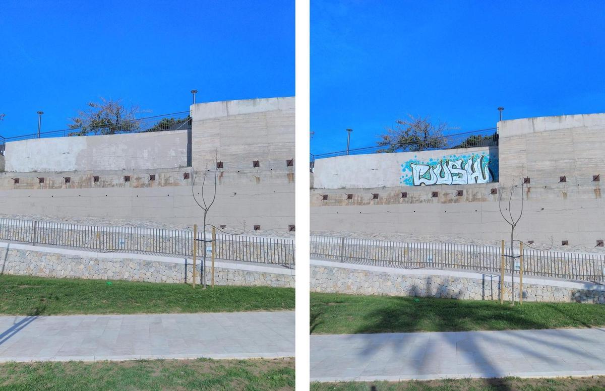 Que el Ayuntamiento de Palma haya limpiado el grafiti que ensuciaba uno de los muros de la renovada plaza de Santo Domingo de la Calzada.