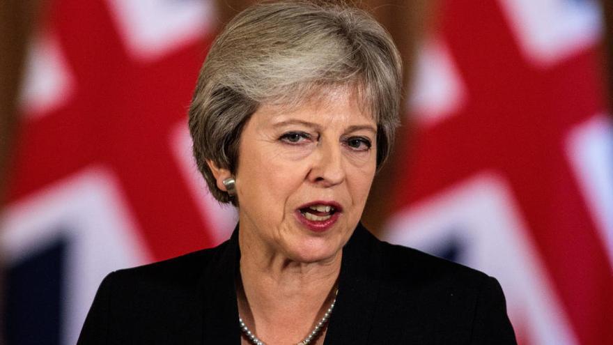 Theresa May, durant la seva compareixença.