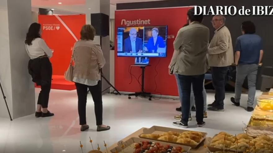 Seguimiento del escrutinio en la sede del PSOE en Ibiza