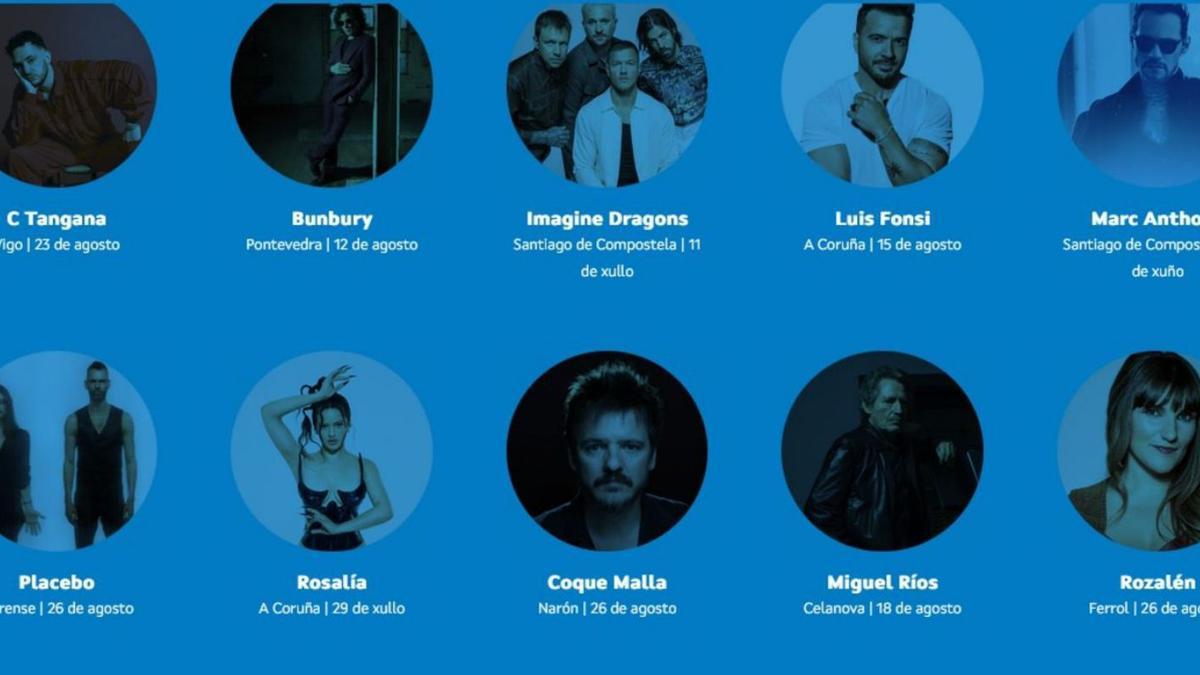 Principales artistas del cartel de conciertos del Xacobeo 2021-22.   | //La Opinión