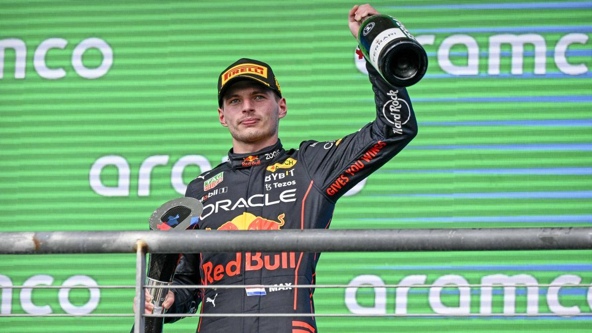 Max Verstappen celebra su victoria en el Gran Premio de EEUU.