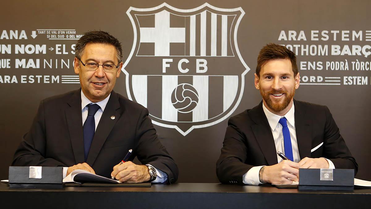 L’argentí Leo Messi ha firmat un nou contracte amb el Barcelona fins al juny del 2021 amb una clàusula de rescissió de 700 milions d’euros, segons ha anunciat el club.