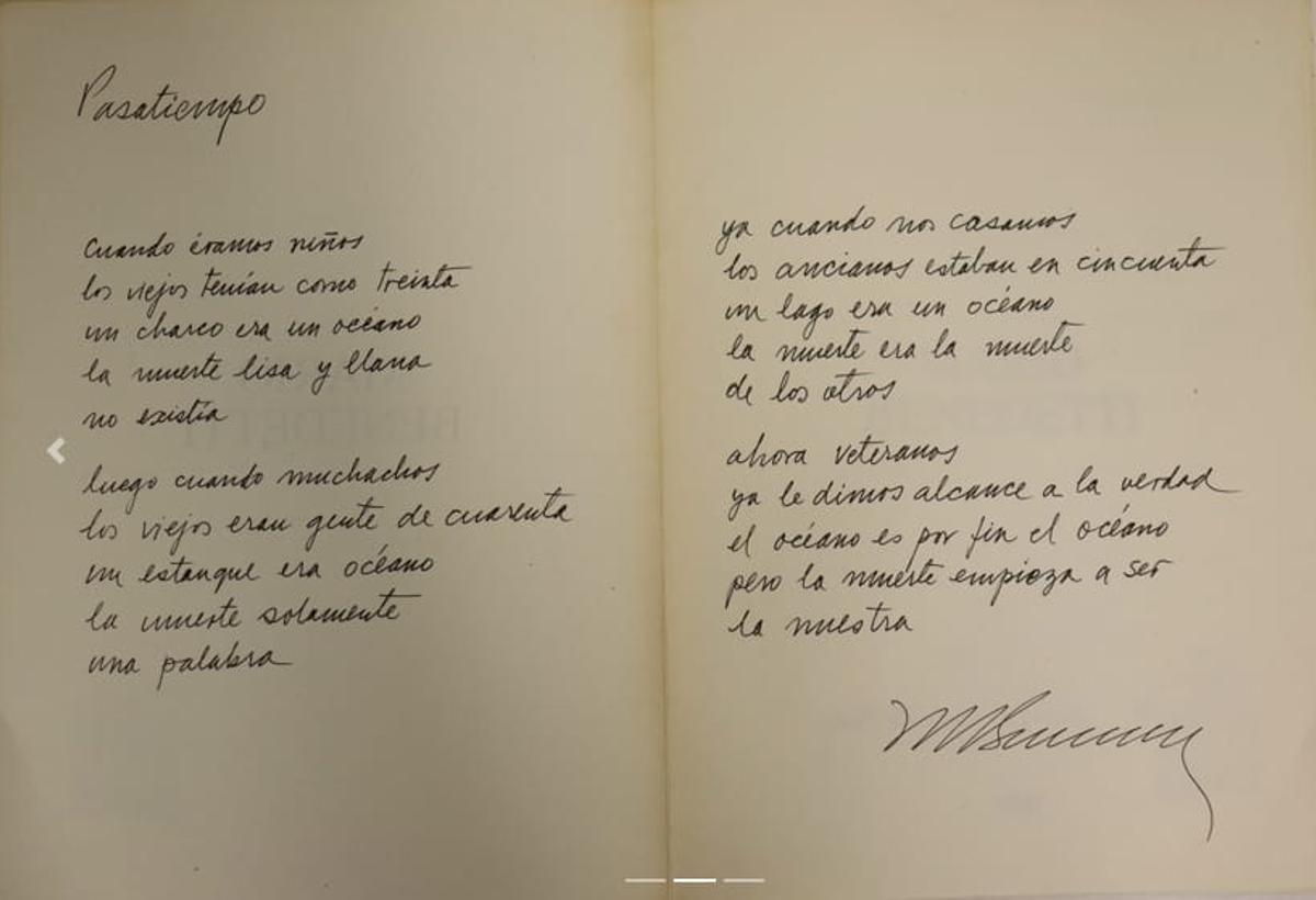 Manuscrito del poema &quot;Pasatiempo&quot;.