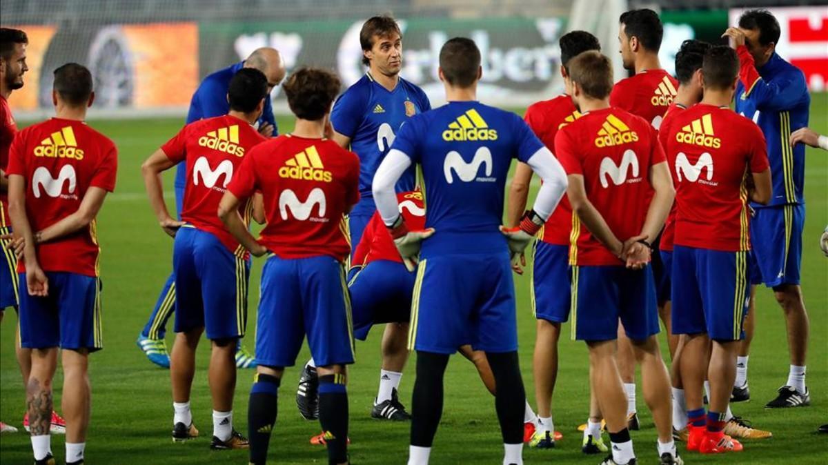 La selección, durante la última concentración en los clasificatorios para el Mundial