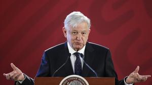 El presidente de Mexico  Andres Manuel Lopez Obrador habla en rueda de prensa en el Palacio Nacional  en Ciudad de Mexico  EFE Jose Mendez