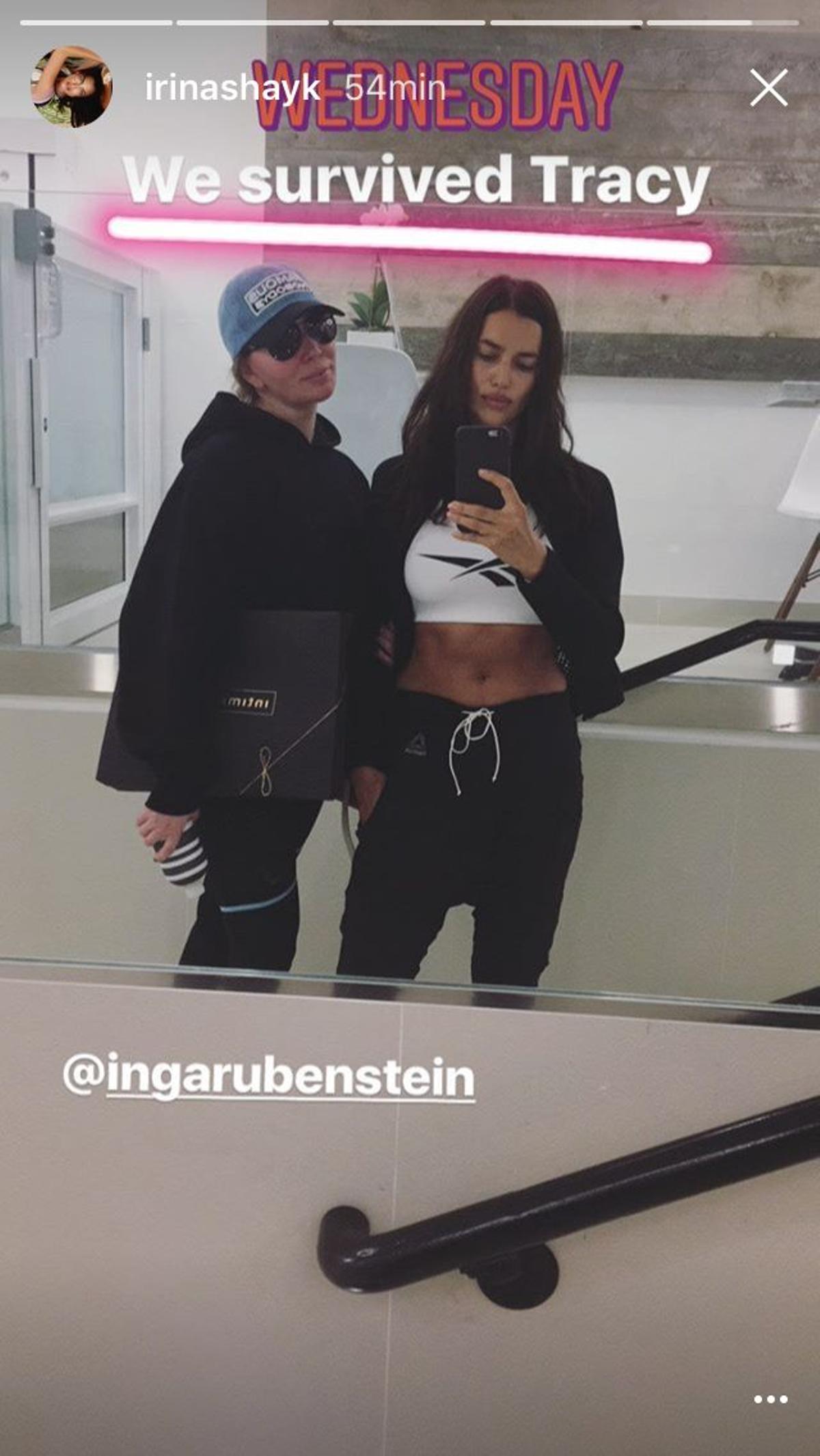 Irina Shayk e Inga Rubenstein entrenando