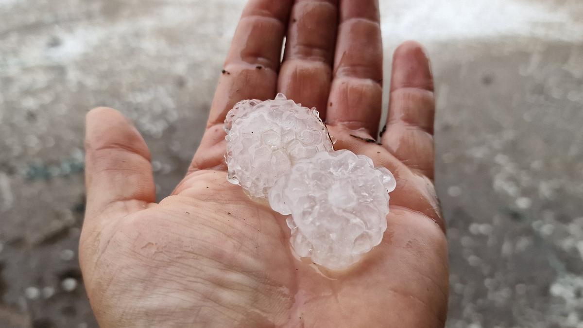 Granizo caído esta tarde en Caravaca de la Cruz