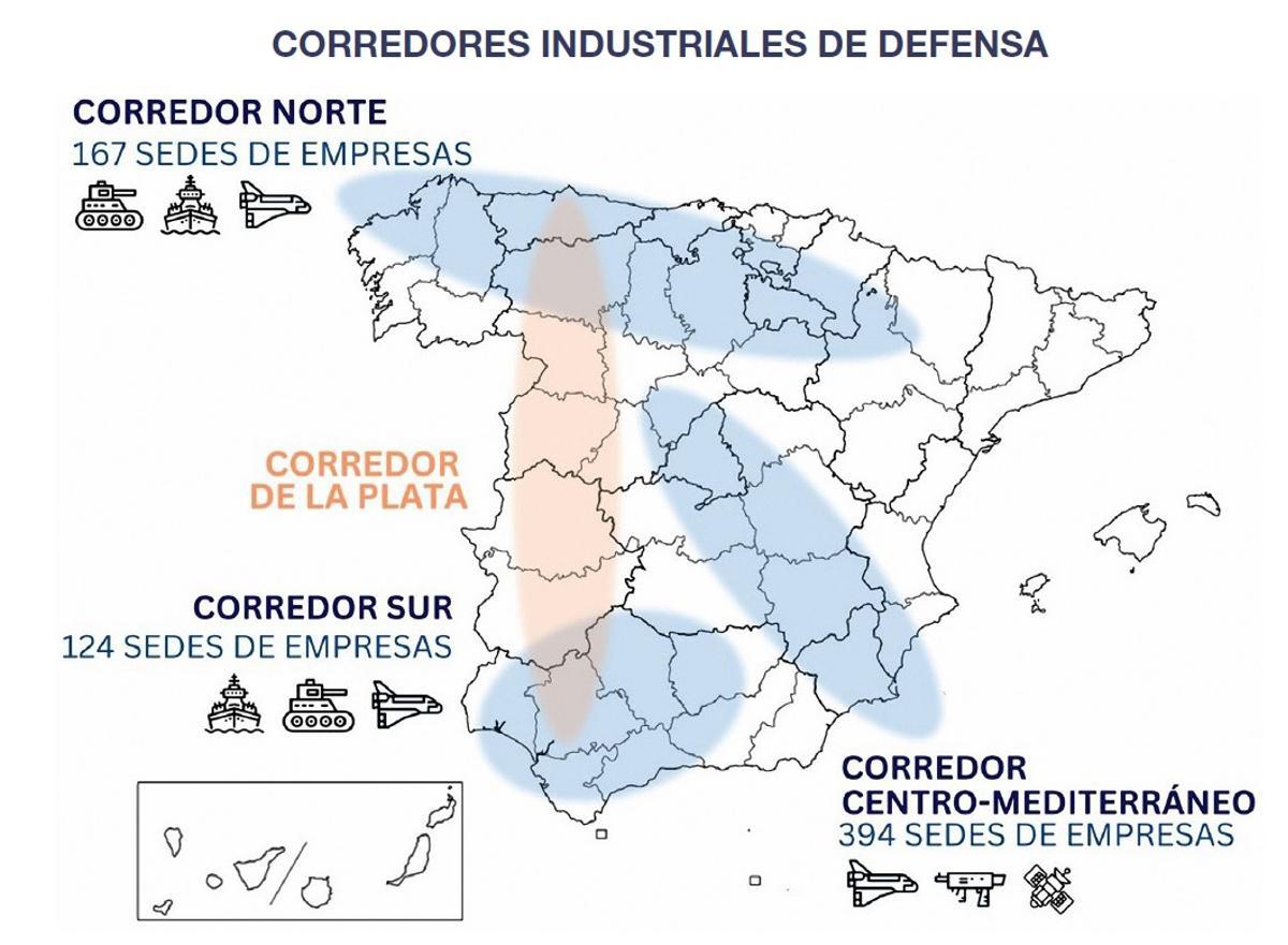 Corredores de la Estrategia Industrial de Defensa 2023, con la novedad de La Plata, que pasa por Zamora