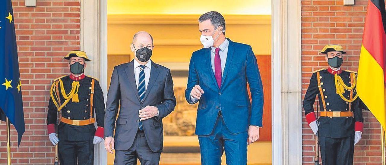 Pedro Sánchez y Olaf Scholz en la Moncloa el pasado lunes.