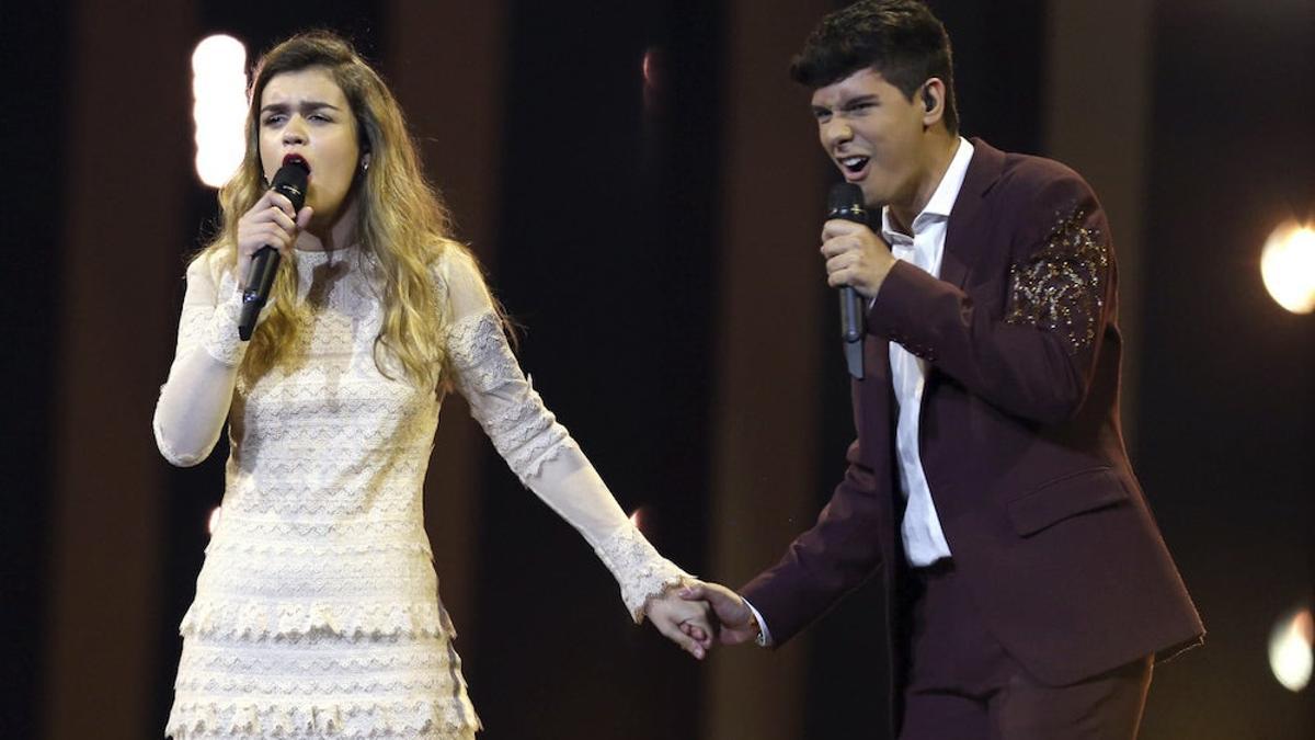 Amaia y Alfred en el primer ensayo general de Eurovisión